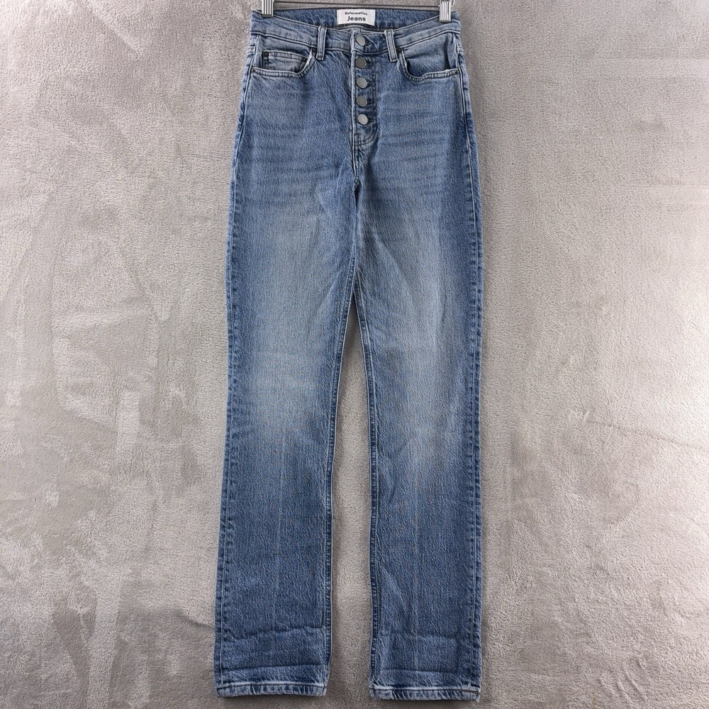 Reformation‎ Jeans Womens Size 24x29 Malta Blue High Rise Button Fly Straight